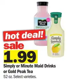 Meijer Simply or Minute Maid Drinks or Gold Peak Tea offer