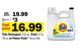 Meijer Tide Detergent 132 oz., Pods 57 or 76 ct. or Power Pods* 45 ct. Mfr offer