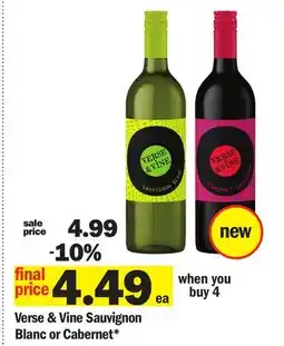 Meijer Verse & Vine Sauvignon Blanc or Cabernet offer