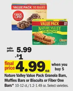 Meijer Nature Valley Value Pack Granola Bars, Muffins Bars or Biscuits or Fiber One Bars offer
