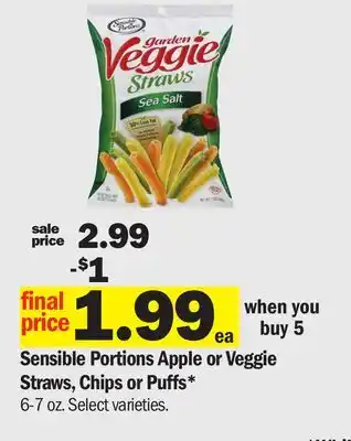 Meijer Sensible Portions Apple or Veggie Straws, Chips or Puffs offer