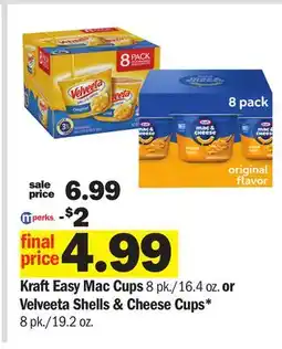 Meijer Kraft Easy Mac Cups 8 pk./16.4 oz. or Velveeta Shells & Cheese Cups* 8 pk./19.2 oz offer