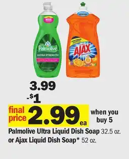 Meijer Palmolive Ultra Liquid Dish Soap 32.5 oz. or Ajax Liquid Dish Soap* 52 oz offer