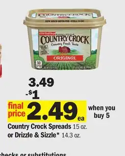 Meijer Country Crock Spreads 15 oz. or Drizzle & Sizzle 14.3 oz offer