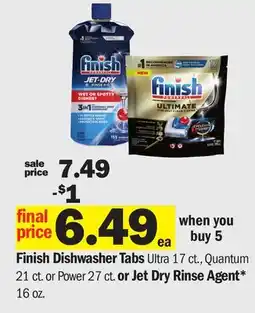 Meijer Finish Dishwasher Tabs Ultra 17 ct., Quantum 21 ct. or Power 27 ct. or Jet Dry Rinse Agent* 16 oz offer