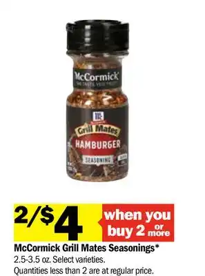 Meijer McCormick Grill Mates Seasonings offer