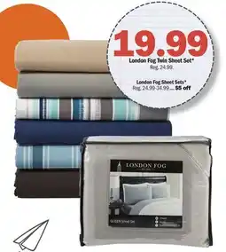 Meijer London Fog Twin Sheet Set offer