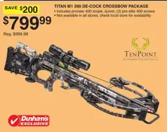Dunham's Sports TITAN M1 390 DE-COCK CROSSBOW PACKAGE offer