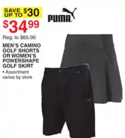 Dunham's Sports PUMA MEN'S CAMINO GOLF SHORTS OR WOMEN'S POWERSHAPE GOLF SKIRT offer