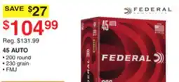 Dunham's Sports FEDERAL AMMUNITION 45 AUTO offer