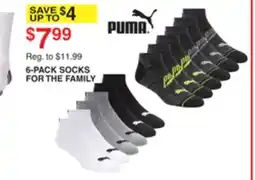 Dunham's Sports PUMA 6-PACK SOCKS FOR THE FAMILY offer