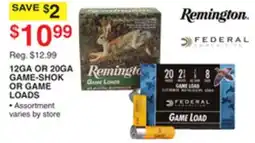 Dunham's Sports REMINGTON 12GA OR 20GA GAME-SHOK OR GAME LOADS offer