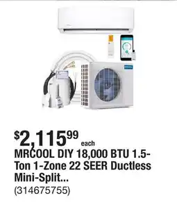 The Home Depot MRCOOL DIY 18,000 BTU 1.5-Ton 1-Zone 22 SEER Ductless Mini-Split AC and Heat Pump with 18K & 25ft Line offer