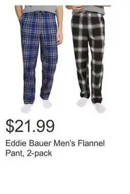 Costco Eddie Bauer Men's Flannel Pant, 2-pack offer