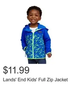 Costco Lands' End Kids' Full Zip Jacket offer