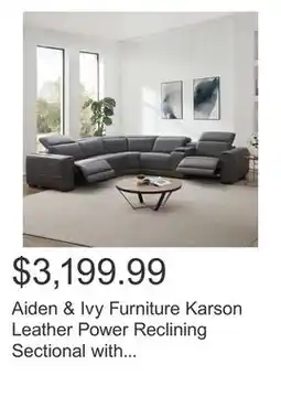 Costco Aiden & Ivy Furniture Karson Leather Power Reclining Sectional with Power Headrests offer
