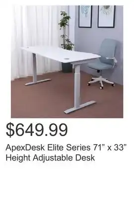 Costco ApexDesk Elite Series 71 x 33 Height Adjustable Desk offer