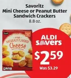 Aldi Savoritz Mini Cheese or Peanut Butter Sandwich Crackers offer