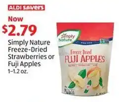 Aldi Simply Nature Freeze-Dried Strawberries or Fuji Apples 1-1.2 oz. offer