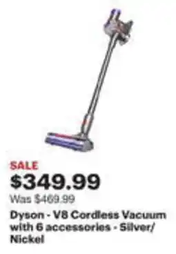 Best Buy Dyson - V8 Cordless Vacuum with 6 accessories - Silver/ Nickel offer