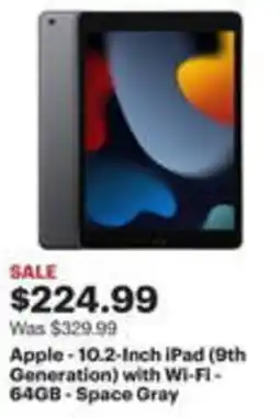 Best Buy Apple - 10.2-Inch iPad (9th Generation) with Wi-Fi- 64GB - Space Gray offer