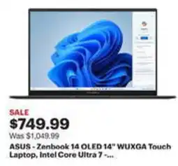 Best Buy ASUS - Zenbook 14 OLED 14" WUXGA Touch Laptop, Intel Core Ultra 7-... offer