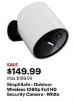 Best Buy SimpliSafe - Outdoor Wireless 1080p Full HD Security Camera - White offer