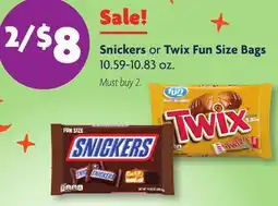 Family Dollar Snickers or Twix Fun Size Bags offer