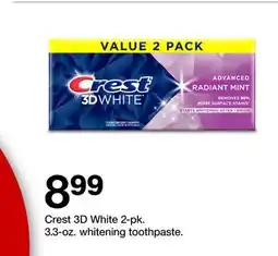 Target Crest 3D White 2-pk. 3.3-oz. whitening toothpaste offer