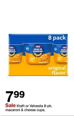 Target Kraft or Velveeta 8-pk. macaroni & cheese cups offer