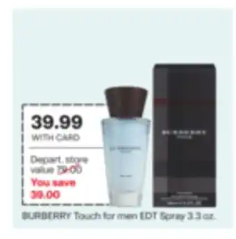CVS BURBERRY Touch for men EDT Spray 3.3 oz offer