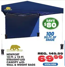 Big 5 Golden Bear Newport 10'x10' Straight-Leg Canopy with Wall offer