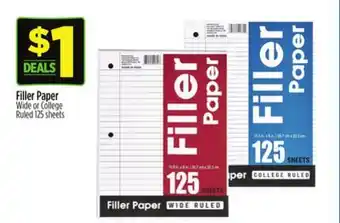 Dollar General Filler Paper Wide or College Ruled offer
