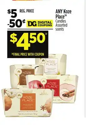 Dollar General ANY Koze Place Candles offer