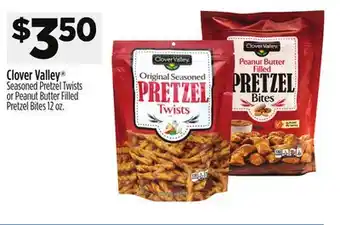 Dollar General Clover Valley Seasoned Pretzel Twists or Peanut Butter Filled Pretzel Bites offer