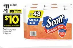 Dollar General Scott Bath Tissue Comfort Plus TM offer