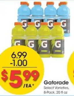 Kroger Gatorade Select Varieties. 8-Pack, 20 fl. oz offer