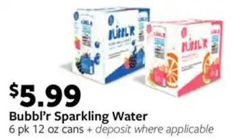 Fareway Bubbl'r Sparkling Water offer