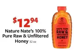 Fareway Nature Nate's 100% Pure Raw & Unfiltered Honey offer