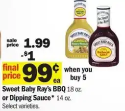 Meijer Sweet Baby Ray's BBQ or dipping sauce offer