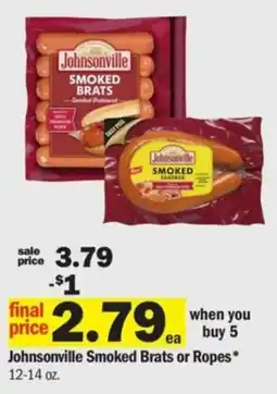 Meijer Johnsonville Smoked Brats or Ropes offer