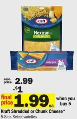 Meijer Kraft Shredded or Chunk Cheese offer