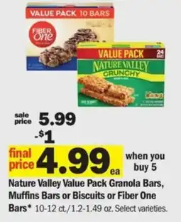 Meijer Nature Valley Value Pack Granola Bars Muffins Bars or Biscuits or Fiber One Bars offer