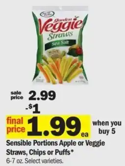 Meijer Sensible Portions Apple or Veggie Straws Chips or Puffs offer
