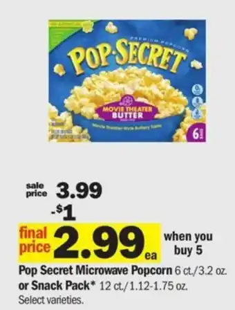 Meijer Pop Secret Microwave Popcorn offer