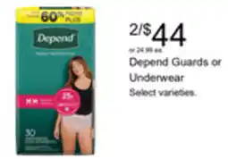 Walgreens Depend Guards or Underwear offer