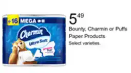 Walgreens Bounty, Charmin or Puffs Paper Products offer