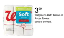 Walgreens Walgreens Bath Tissue or Paper Towels offer