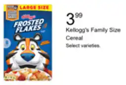 Walgreens Kellogg's Family Size Cereal offer