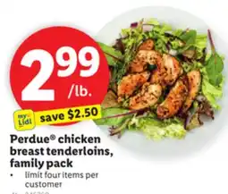 Lidl Perdue chicken breast tenderloins, family pack offer